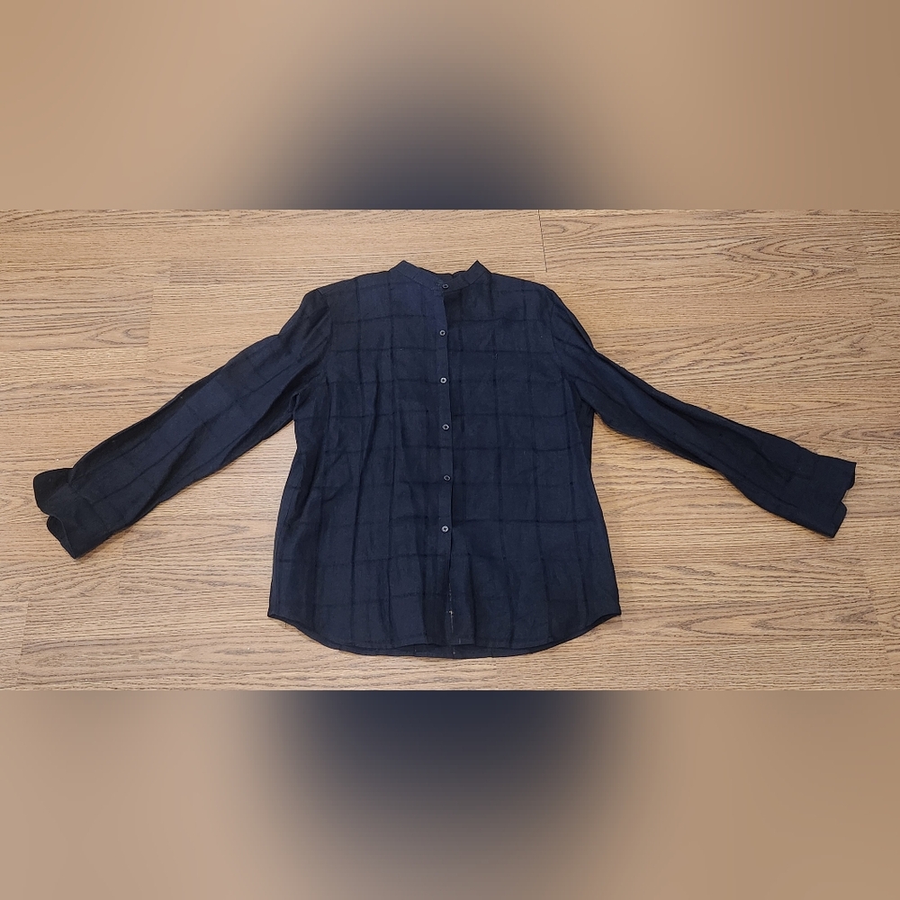 Lauren Ralph Lauren Black Checkered Fabric Womens Blouse Size L